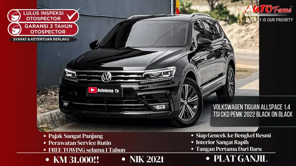 VW Tiguan Allspace 1.4 TSI CKD PEMK 2022 Black On Black Tgn 1 Dr Br NI