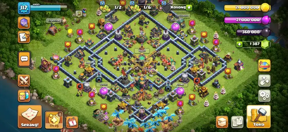 Jual akun coc Th 14 semi max,