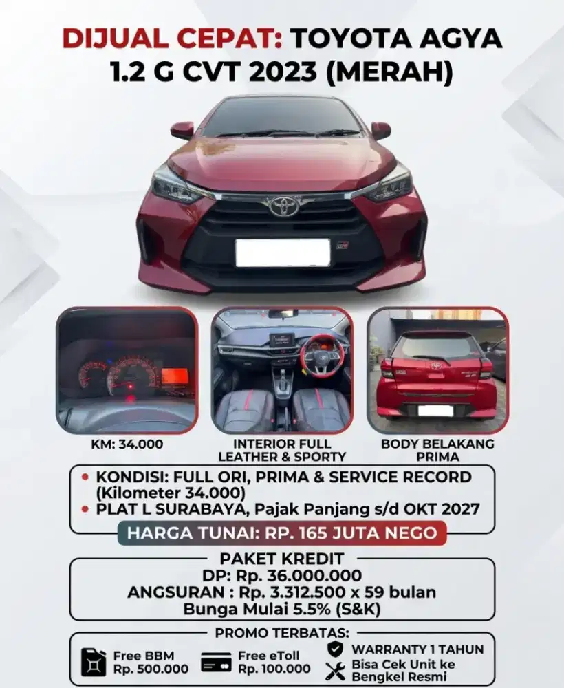 Toyota AGYA 1.2 G CVT 2023