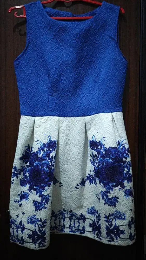 Dress wanita biru putih