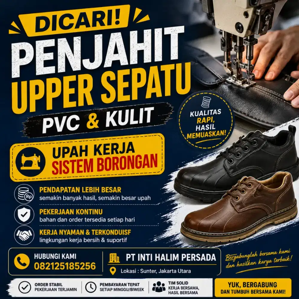 Dicari Tukang Upper Sepatu