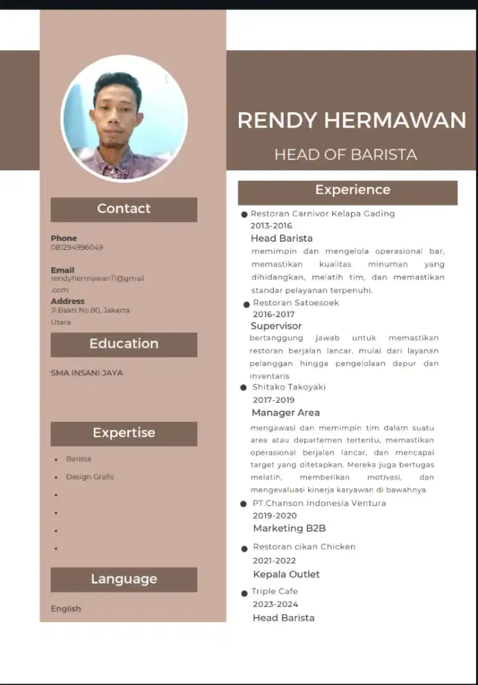 Mencari pekerjaan Food and Beverage