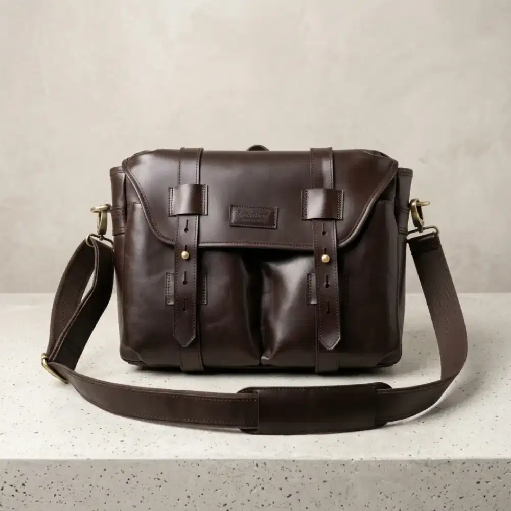 Tas selempang kulit sapi laptop 12,5 inch
