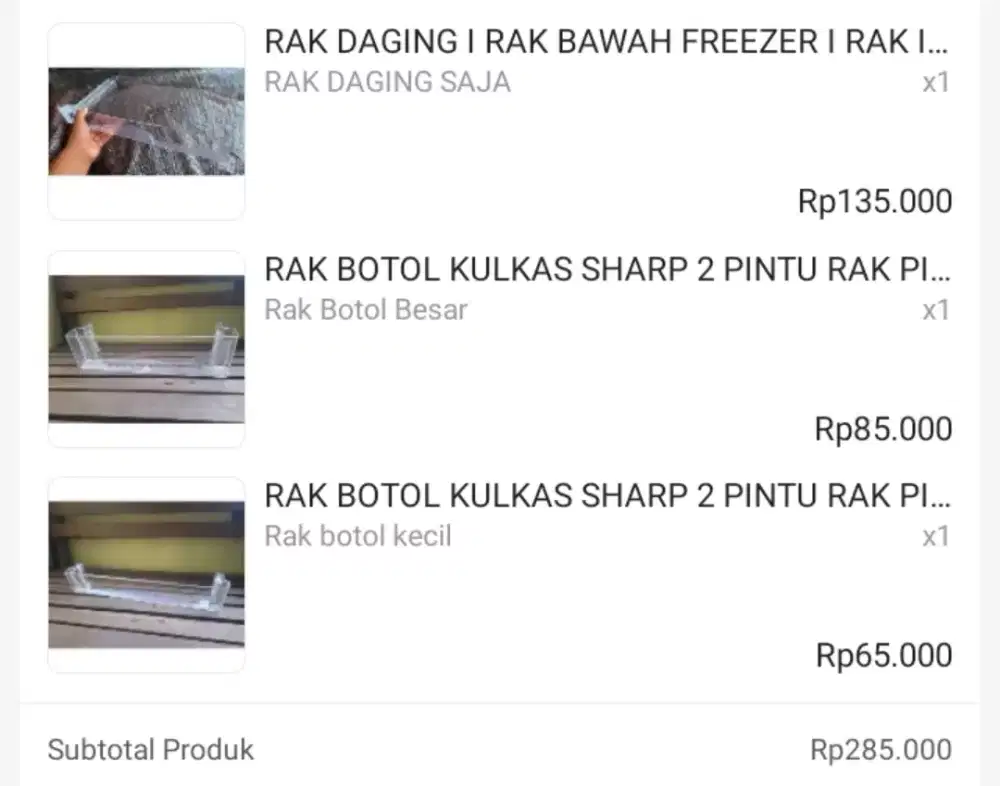 Rak kulkas Sharp 2 pintu