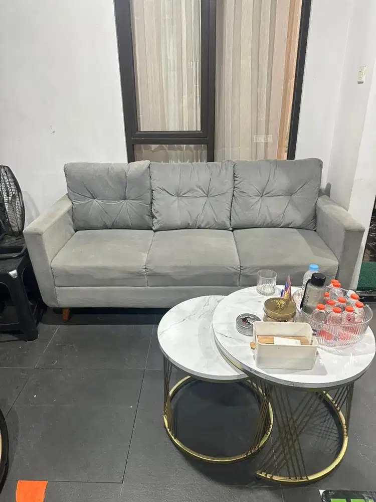 Sofa ruang tamu model L bonus meja