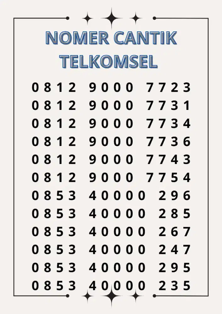 NOMER CANTIK TELKOMSEL , SERIAN RIBUAN DOUBLE