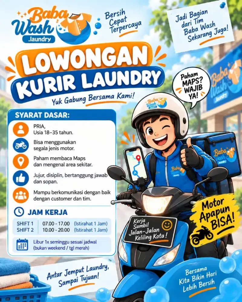 Lowongan KURIR Laundry - Tangerang