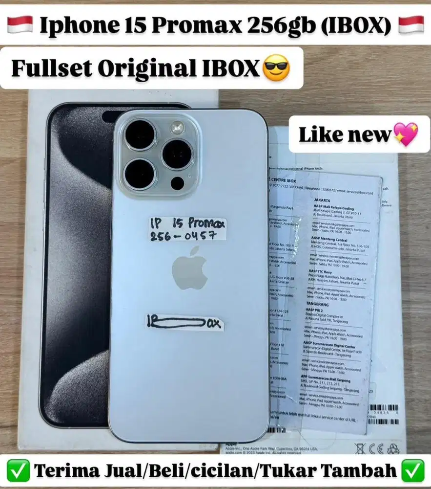 Iphone 15 Promax 256 Gb White Titanium ibox resmi