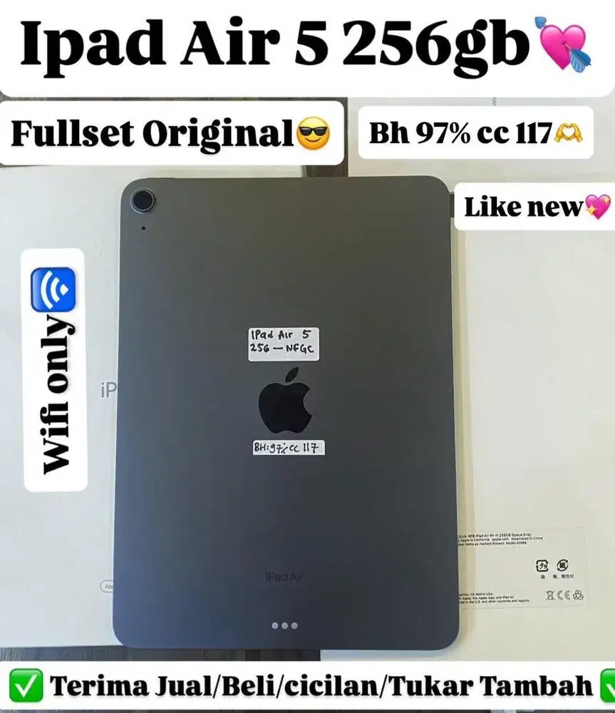 Ipad Air M1 256 Gb Space grey Masih Garansi panjang