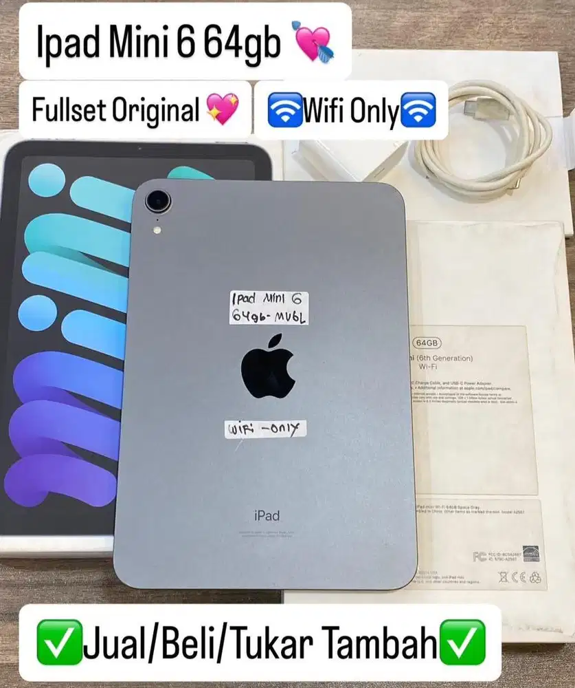 Ipad Mini 6 64 Gb Space grey fullset ori