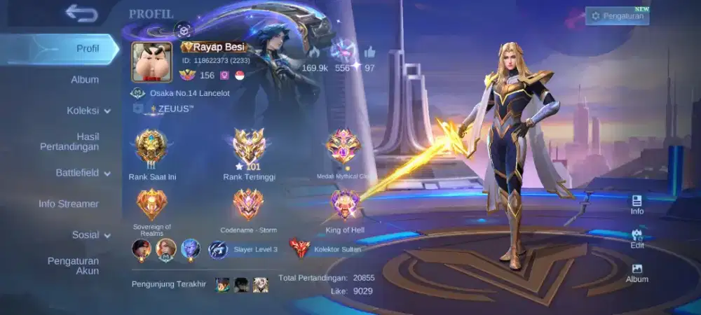 Akun Mobile Legend kolektor sultan