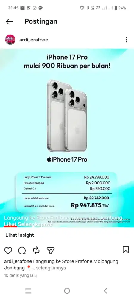 APPLE TERBARU DI ERAFONE MOJOAGUNG