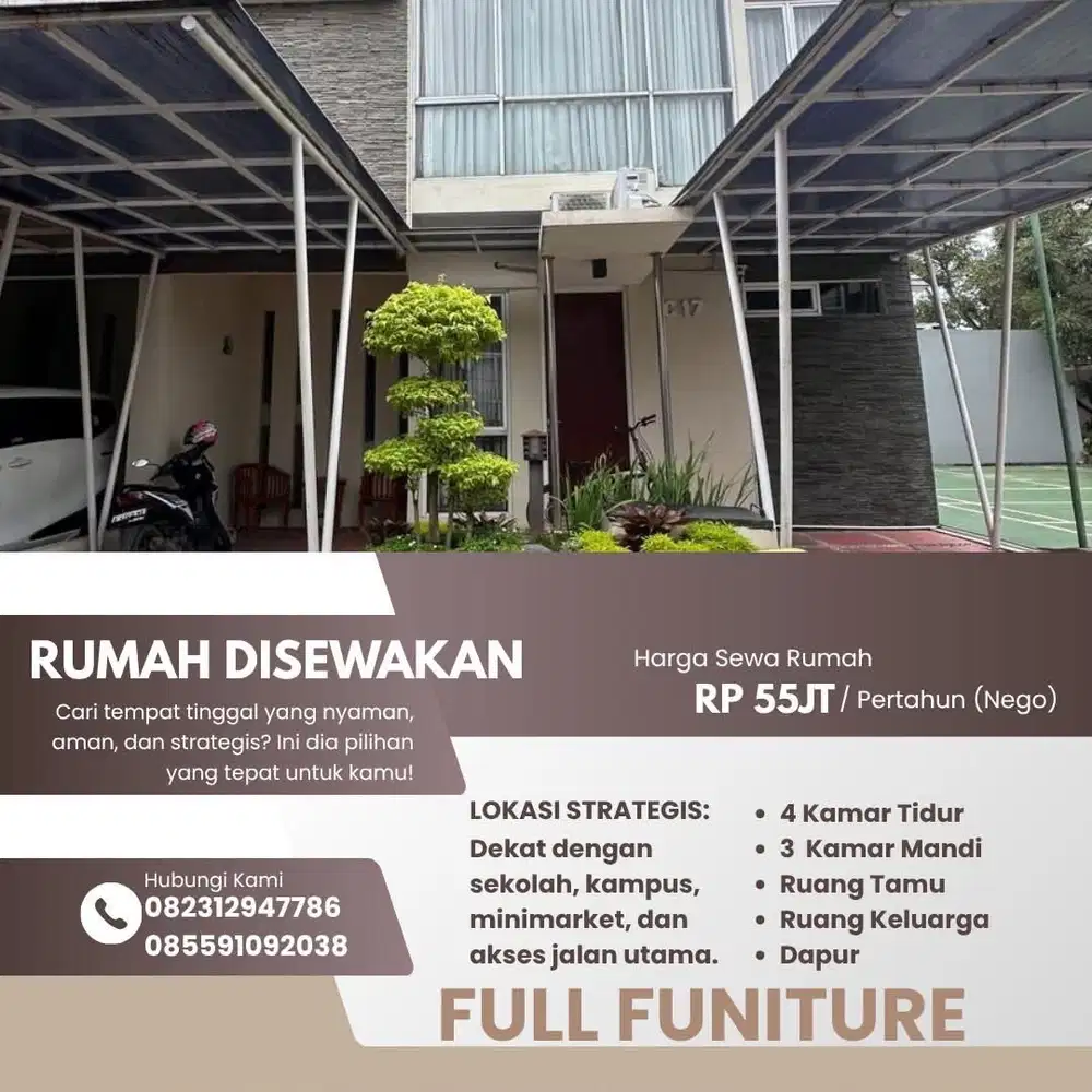 Disewakan Rumah Lengkap Mewah (Full Furnished) – Bebas Ribet!