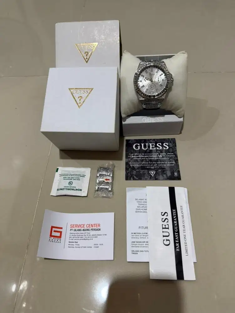 JUAL JAM TANGAN GUESS UNISEX STAINLESS STELL SWAROVSKI ORI 100%