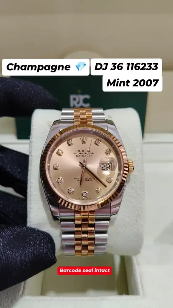 Jam tangan Rolex Datejust 36mm 116233 Champagne Diamond