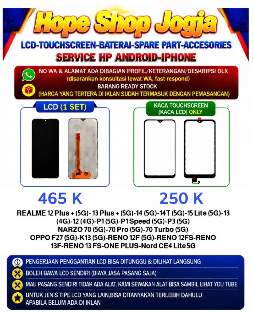 Touchscreen-Baterai-Lcd OPPO F27 (5G)-K13 (5G)-RENO 12F (5G)-RENO 12FS