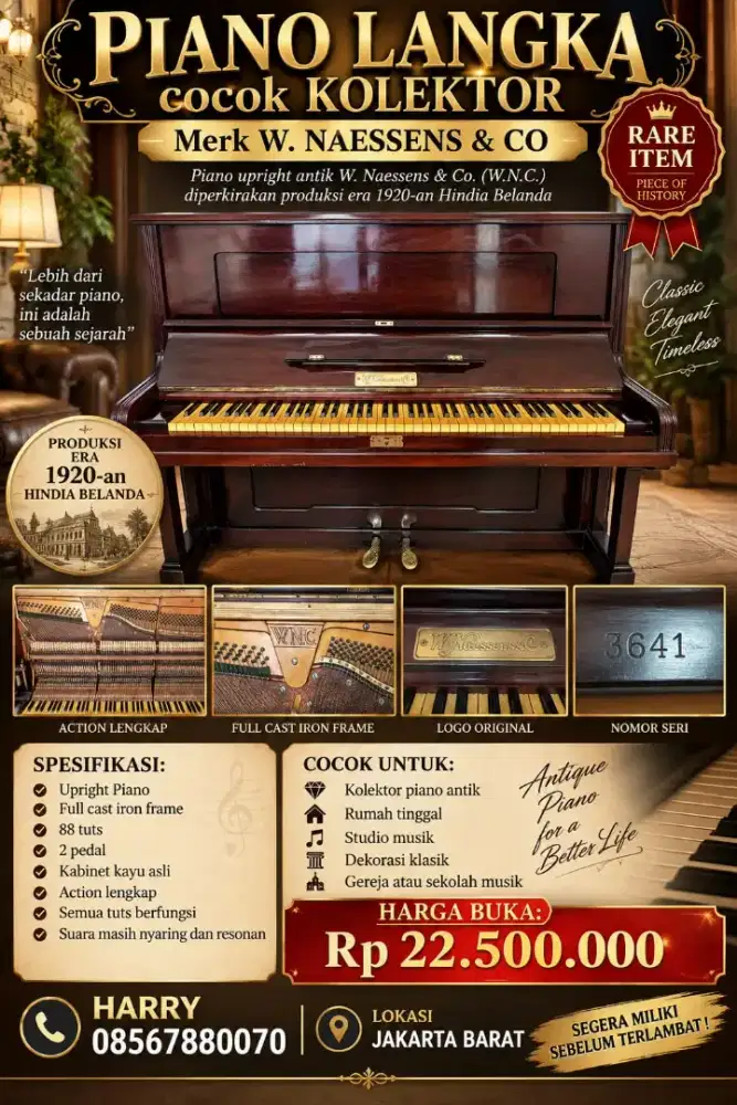 Piano klasik & antik merk W.Naessens.co , semua berfungsi dengan baik