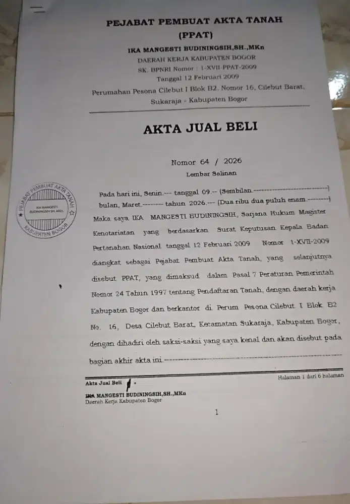 Dijual tanah 100m3