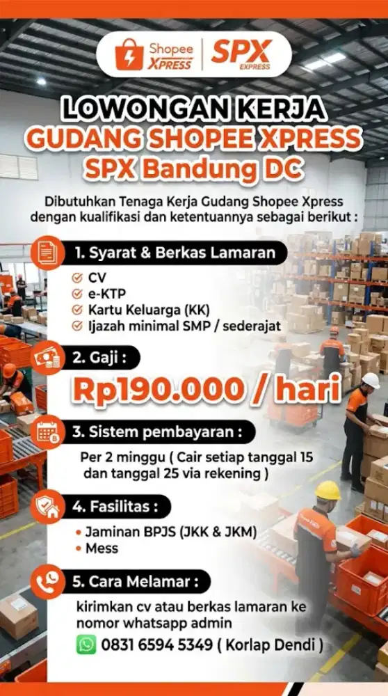 Lowongan Kerja Gudang Shopee Bandung DC