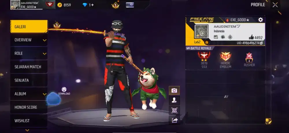 Akun free fire edisi pensi
