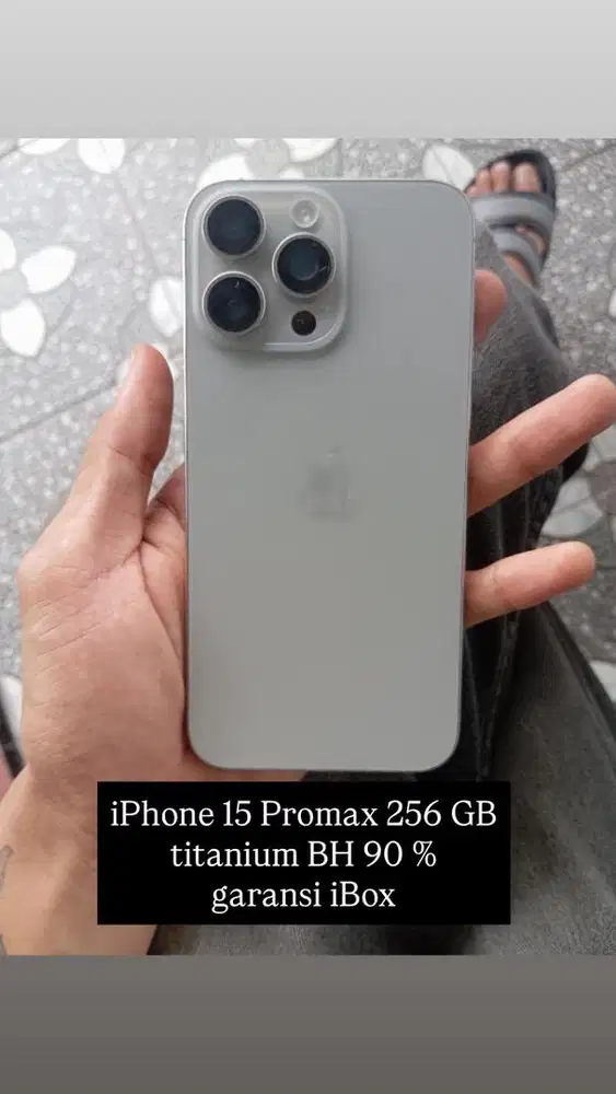 iPhone 15 promax 256 GB, titanium, BH 90%, garansi ex iBox