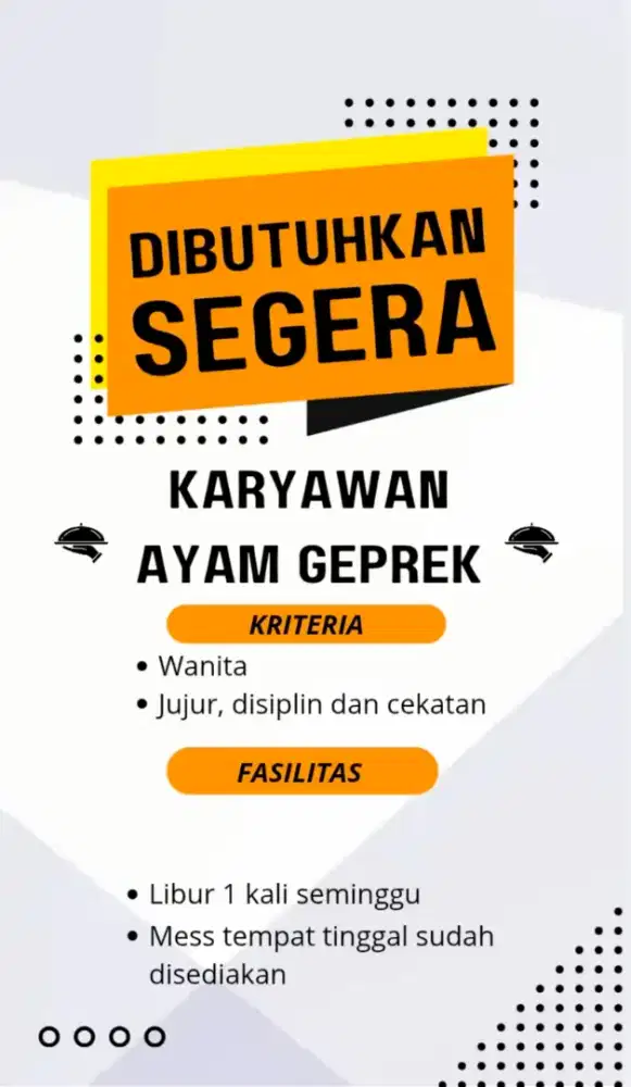 Dibutuhkan karyawan wanita + mess