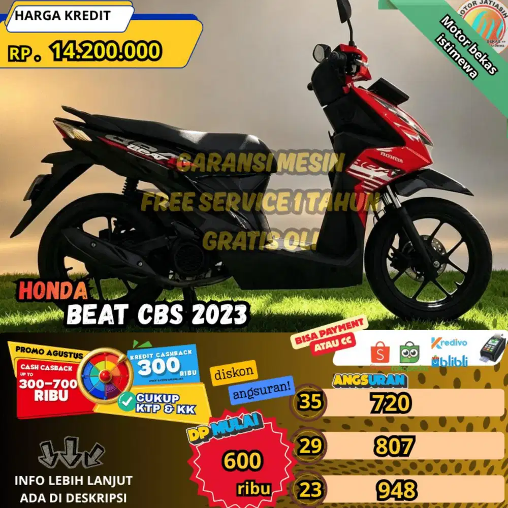 HONDA BEAT CBS 2023 BARANG AJIB TINGGAL PAKAI PAJAK ON ANGSURAN MURAH