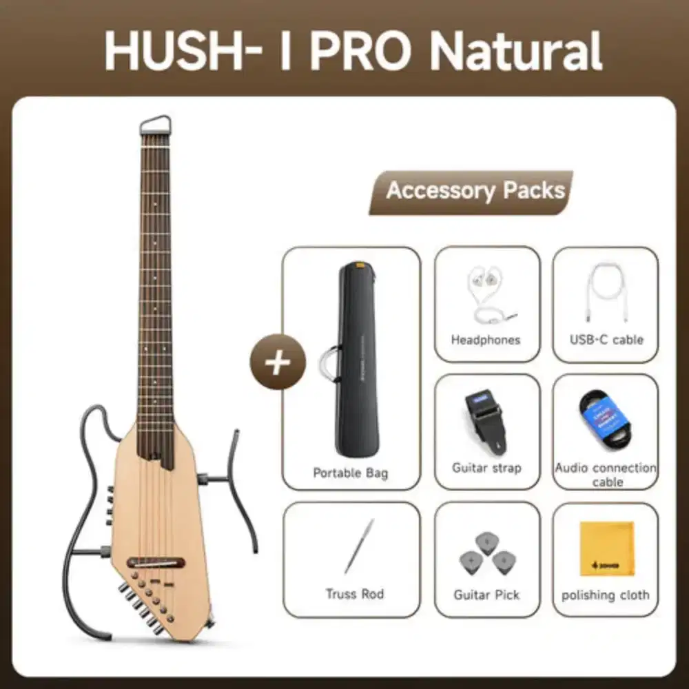 Gitar Hush I Pro Portable Travel Guitar Acoustic