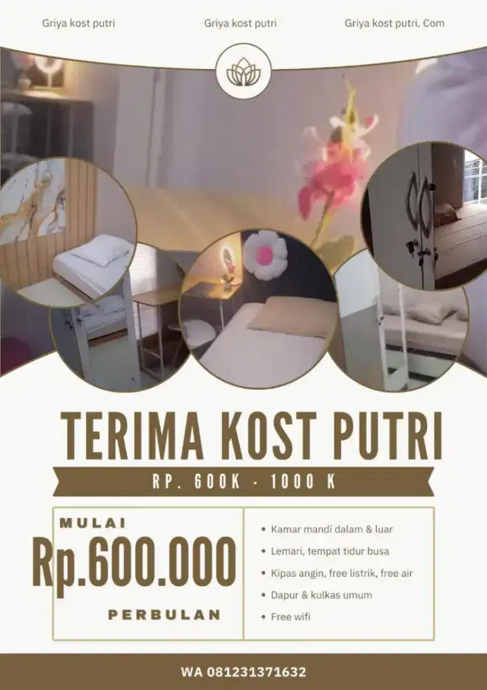 Kost putri Bratang 600k