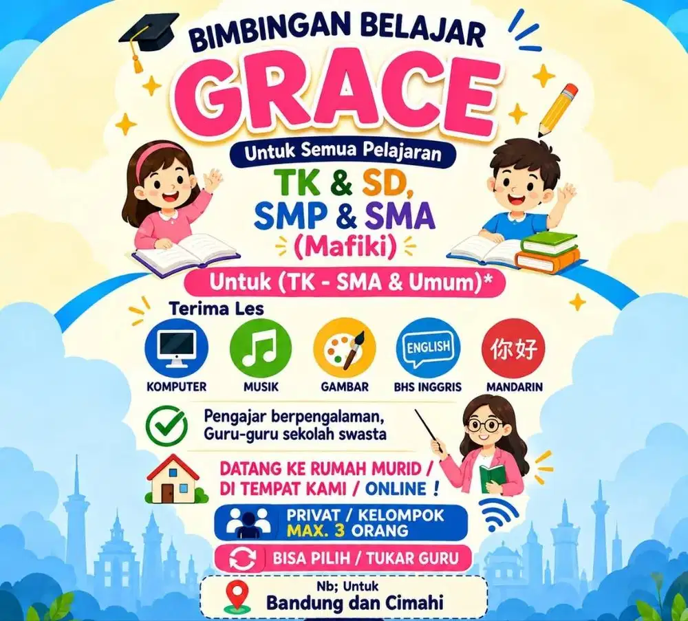 bimbingan belajar bandung les tk, sd, smp, sma umum.