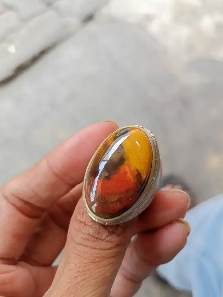 Batu Cincin Akik Permata Natural Agate Tri Warna Garut Pancawarna