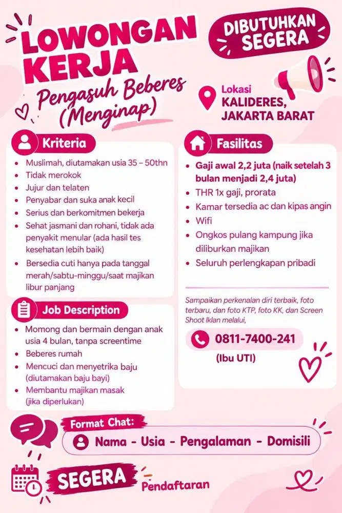 Dicari ART Momong Beberes