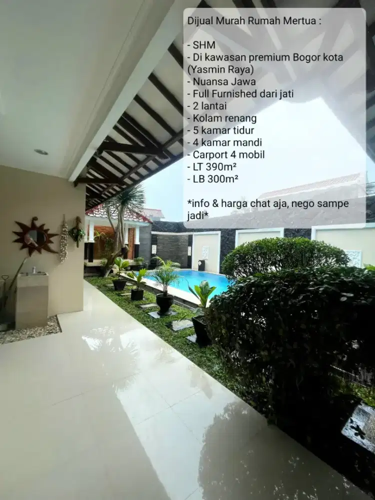 Dijual murah rumah mewah nuansa Jawa full furnished kayu jati !