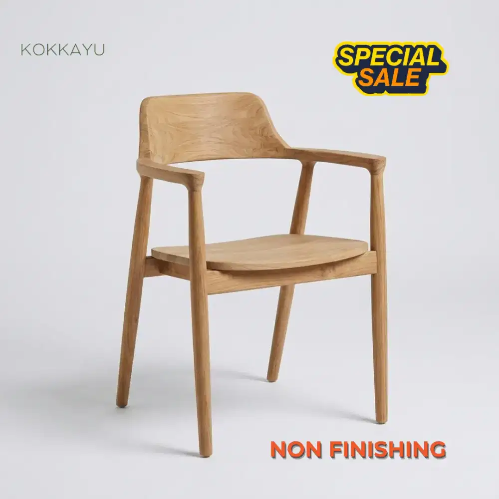 Kursi Cafe Heroshima Makan Restoran Japandi Kayu Jati [Non Finishing]