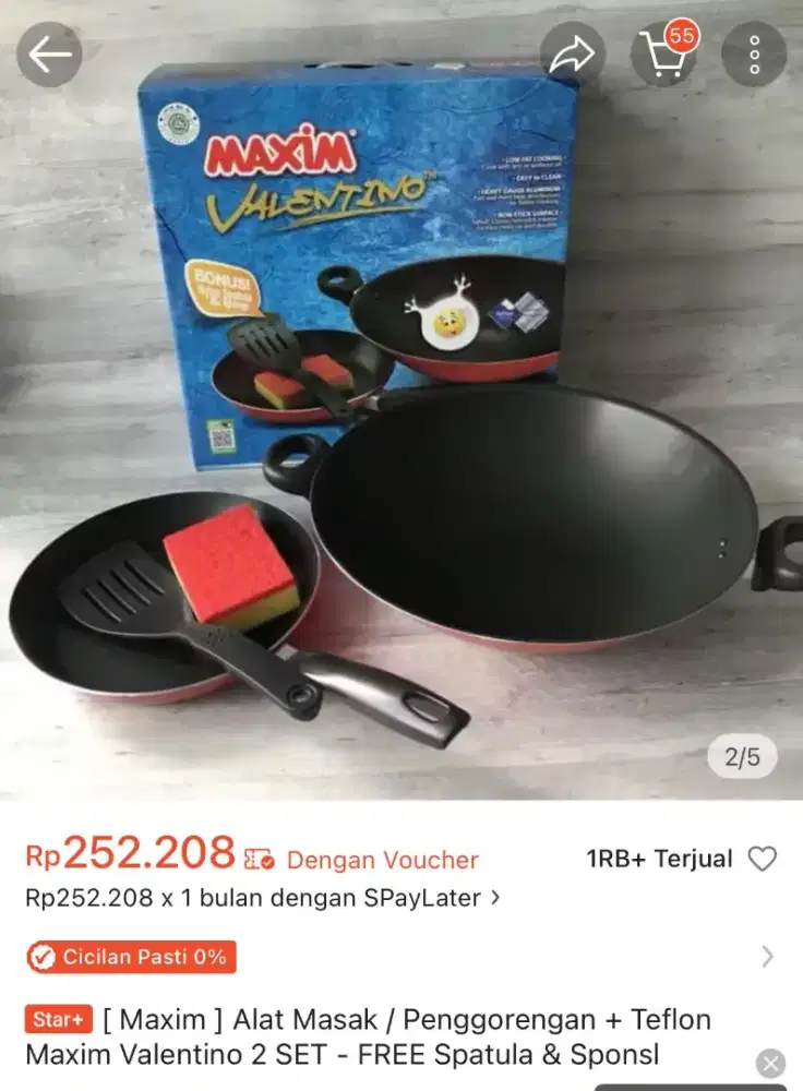 Jual murah aja alat masak penggorengan + teflon maxim 2set