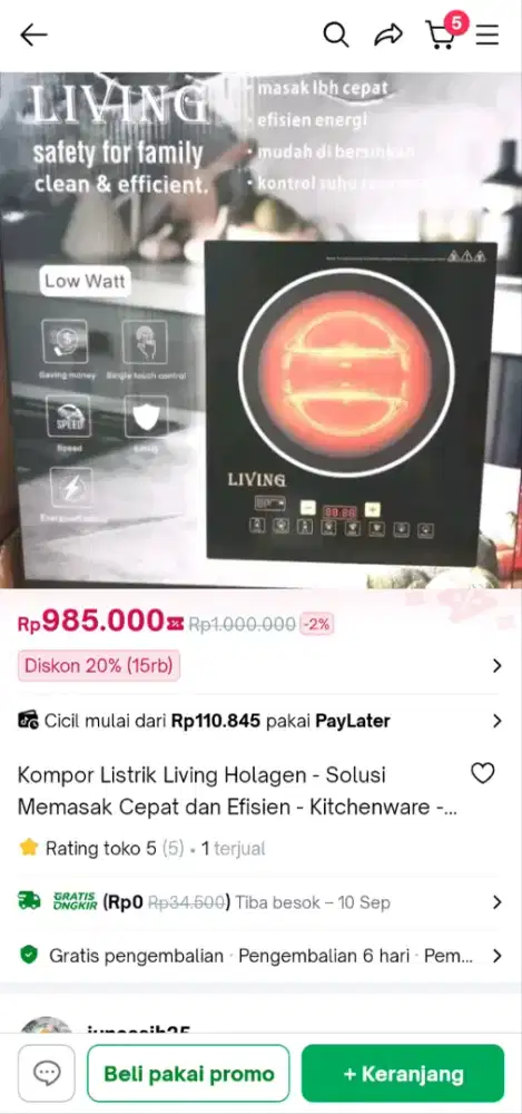 Kompor listrik merk living