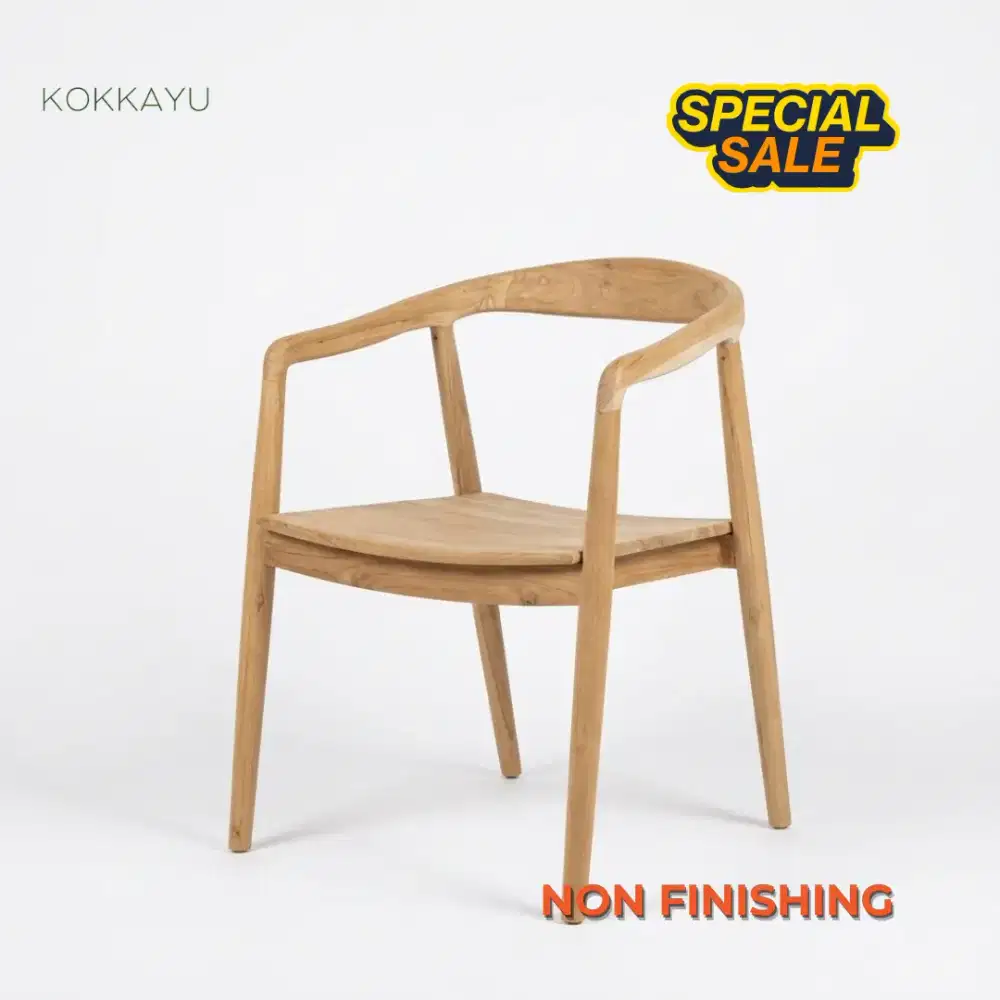 Kursi Cafe Selly Bubut Makan Restoran Kayu Jati [Non Finishing]