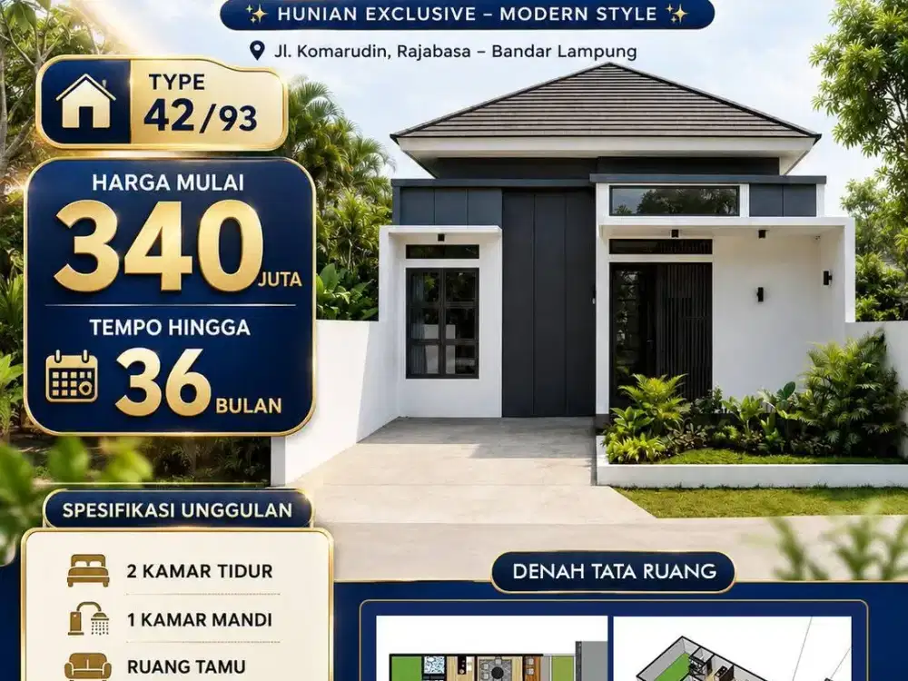 Rumah tempo 36 bulan rajabasa dekat unila