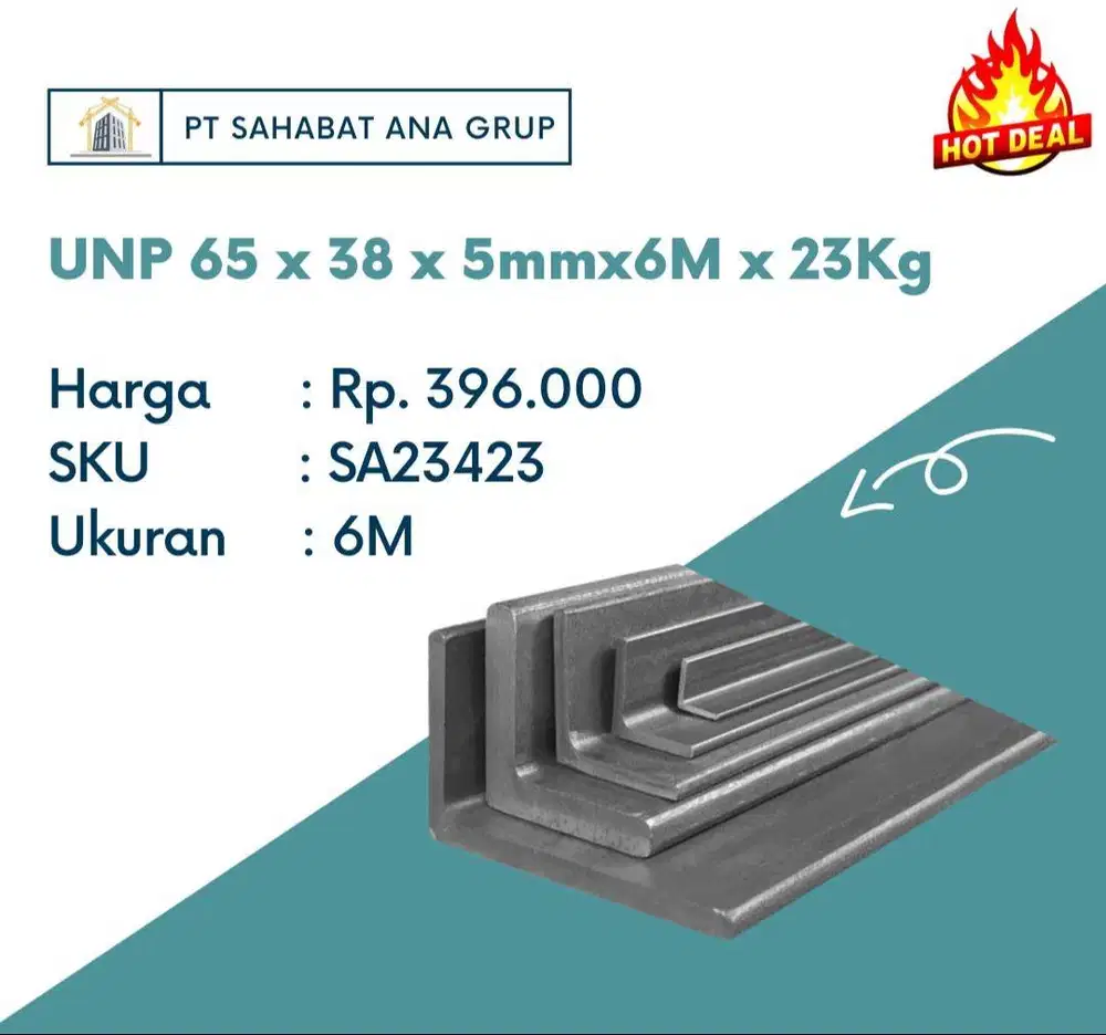 UNP 65 x 38 x 5mmx6M x 23Kg