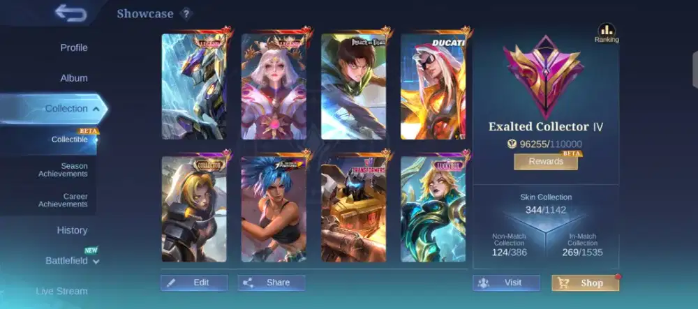 Akun Mobile Legends ML banyak skin Sultan legend 3