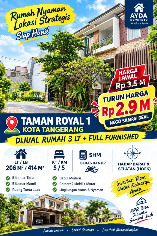 Dijual rumah mewah perum Taman Royal hub