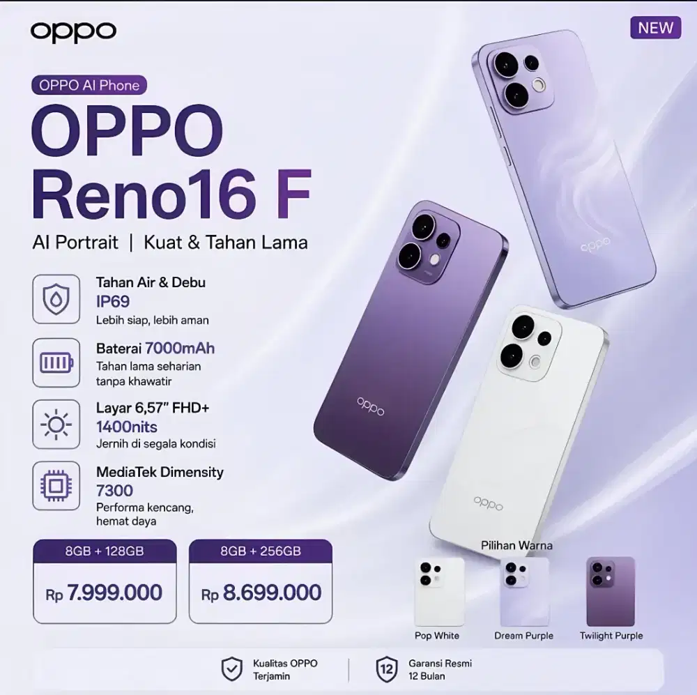 Promo Oppo Reno 16F bisa Kredit & Tuker tambah