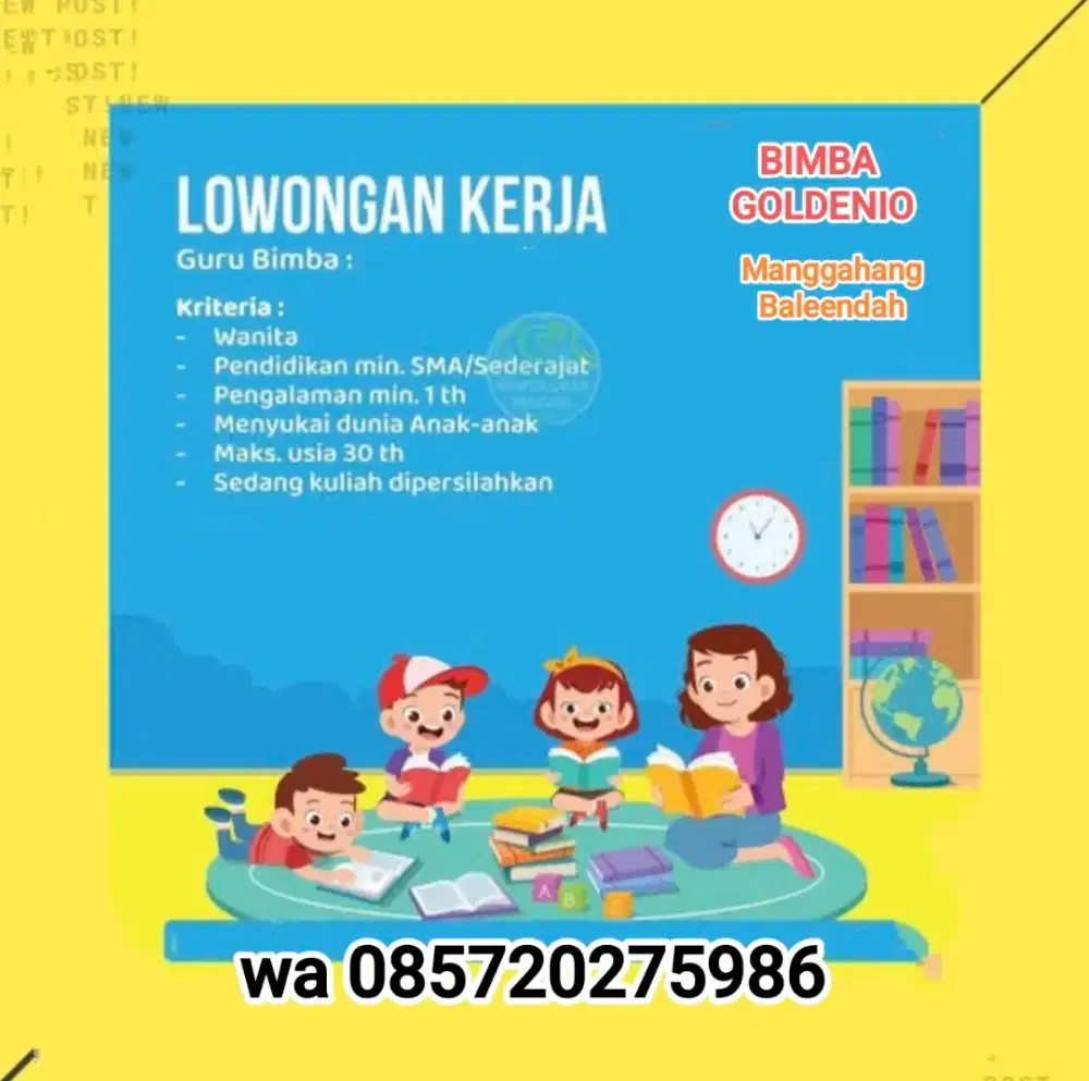 Guru paud, pengajar Bimba bimbingan baca tulis