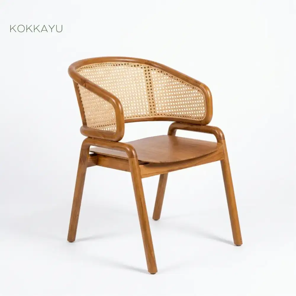 Kursi Cafe Cleopatra Anyaman Rotan Makan Restoran Retro Kayu Jati