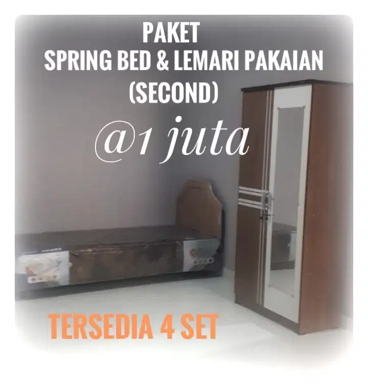 Jual Spring Bed dan Lemari Pakaian 2 pintu
