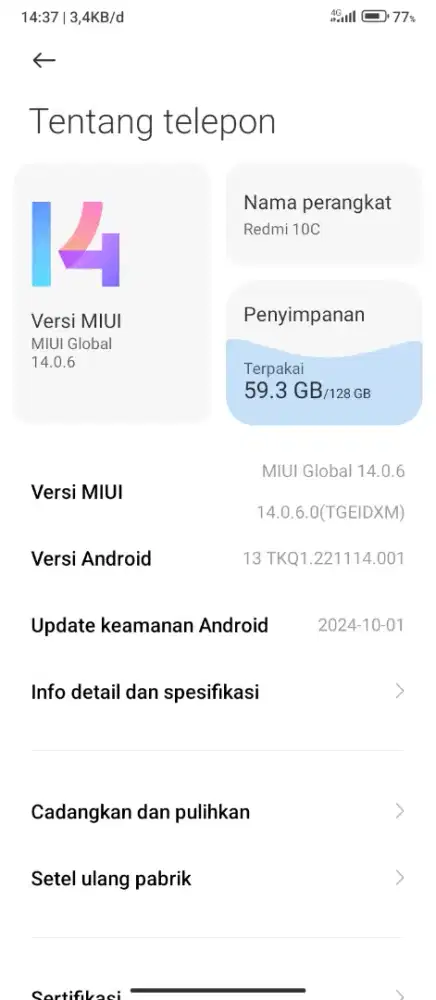 Redmi 10c ram 4+2