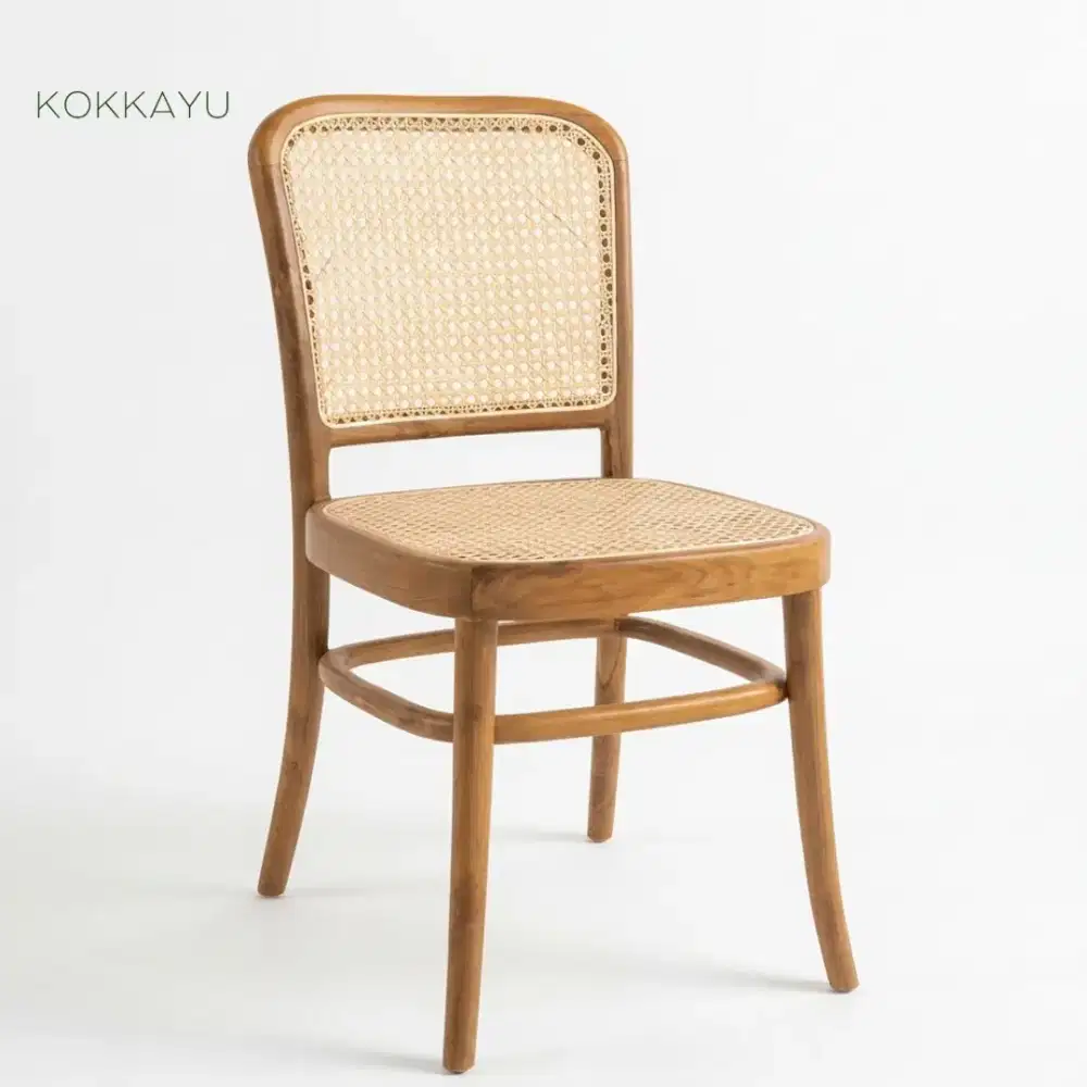 Kursi Cafe Japandi Kevin Rotan Makan Restoran Kayu Jati