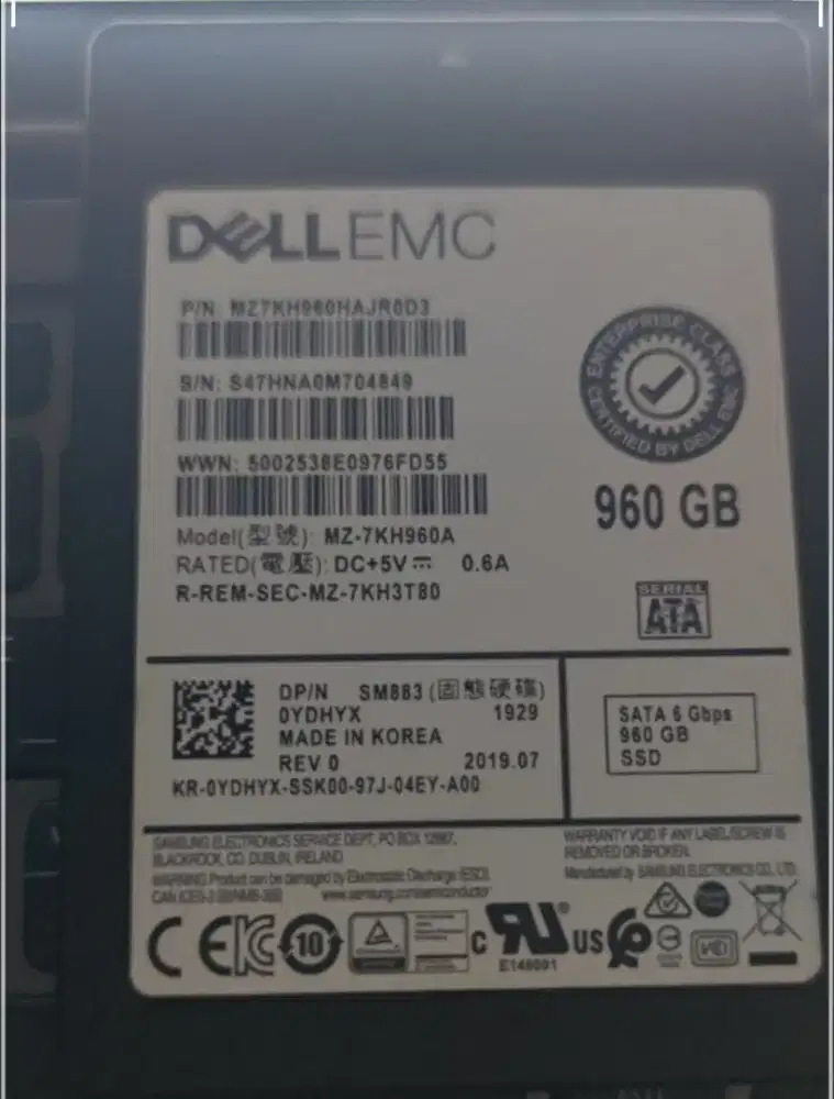 Ssd Dell EMC 960GB Server buat laptop game dan design cocok bgt