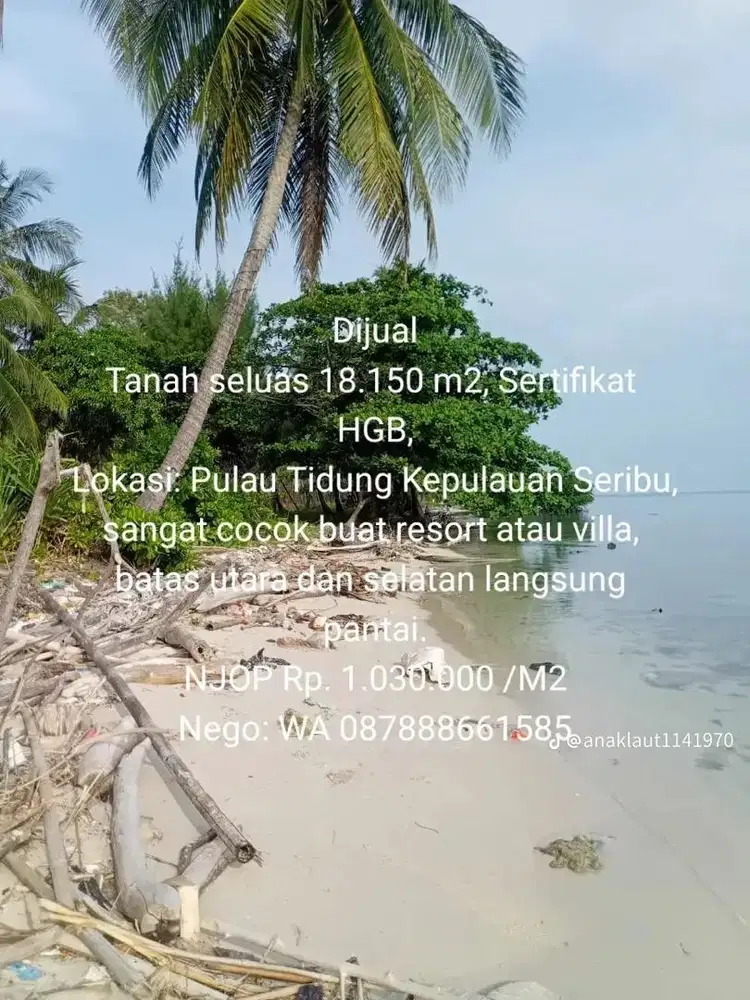 Di jual tanah seluas 18.150 M2,sertifikat HGB,NJOP RP:1.030.000/M2