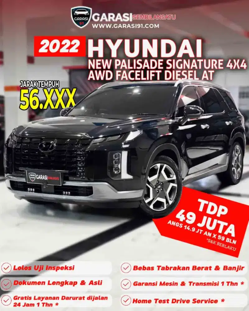 ‼️TDP 49 JT‼️HYUNDAI PALISADE SIGNATURE 4X4 AWD DIESEL AT 2022
